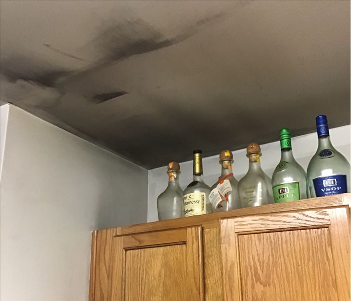 A burnt kitchen ceiling